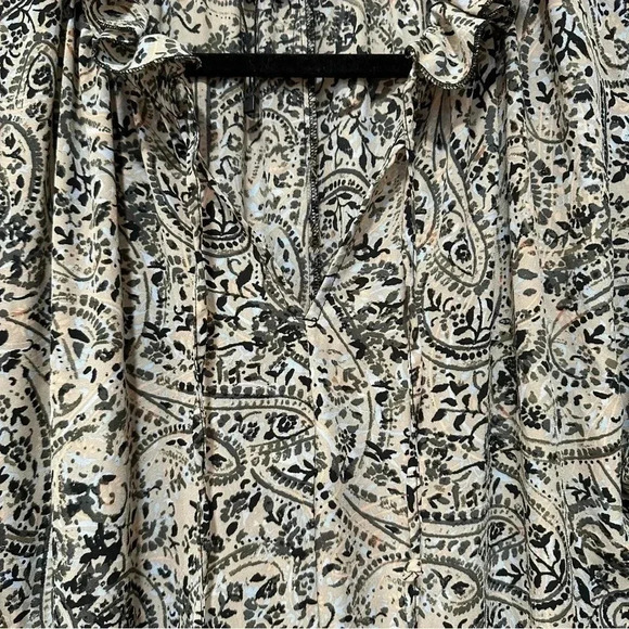 O.P.T. Ruffle Paisley Midi Maxi Long Sleeve Dress Small NWOT - Picture 3 of 8